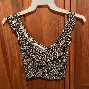 Floral crop off the shoulder top